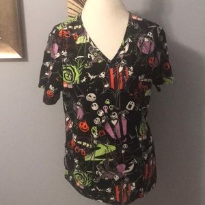 Nightmare before Christmas short sleeve scrub top